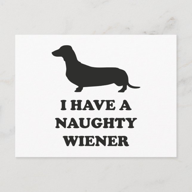 I Have A Naughty Wiener Postcard (Front)