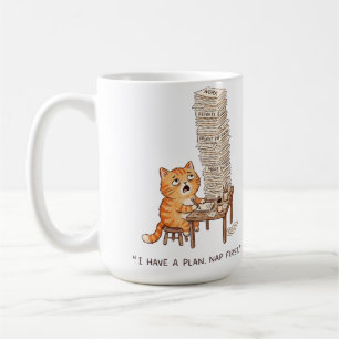 I Have a Plan Nap First Funny Overworked Orange Ca Coffee Mug