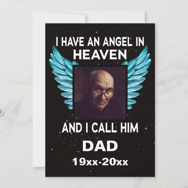 I Have An Angel in Heaven and I call him dad Holiday Card (Front)