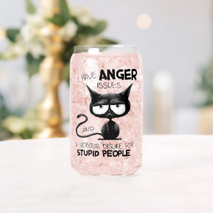 I Have Anger Issues Funny Cat Lover Gift  Can Glass