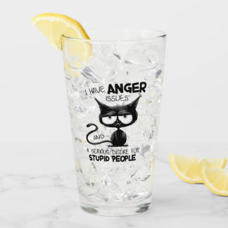 I Have Anger Issues Funny Cat Lover Gift Glass