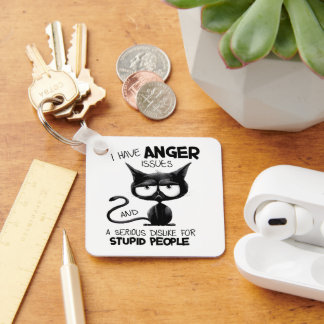 I Have Anger Issues Funny Cat Lover Gift Key Ring