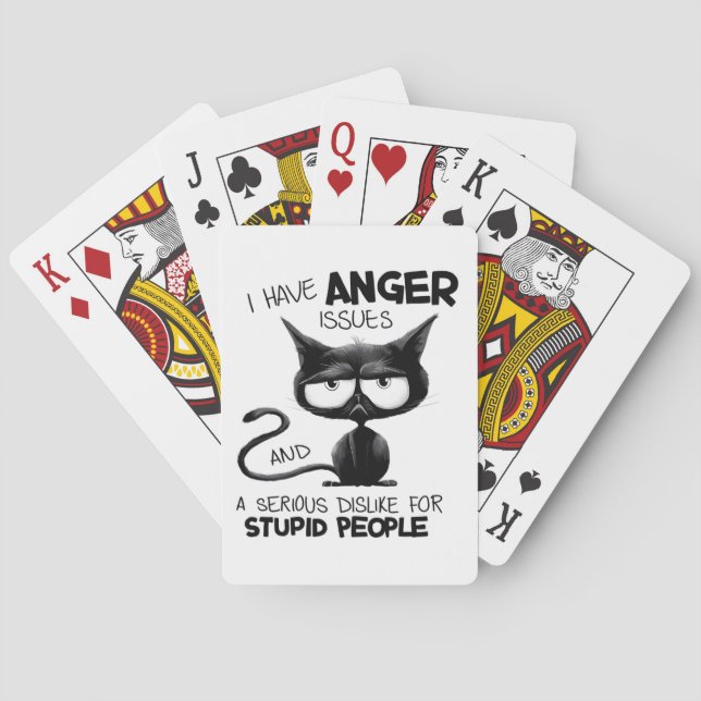 I Have Anger Issues Funny Cat Lover Gift  Playing Cards (Back)
