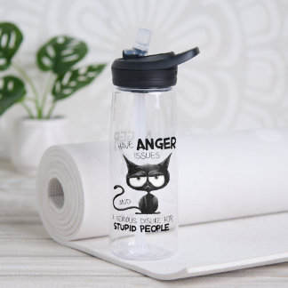 I Have Anger Issues Funny Cat Lover Gift Water Bottle