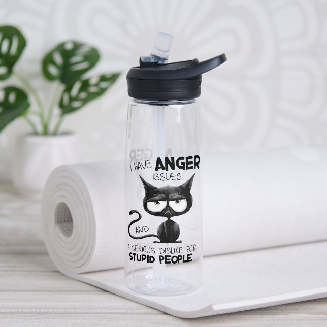 I Have Anger Issues Funny Cat Lover Gift  Water Bottle (Yoga (Rotated))