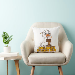 I Have Anxiety But Coffee Helps Funny Cushion