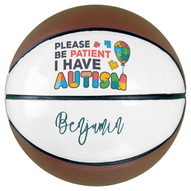 I Have Autism Colourful Personalised Basketball (Front)