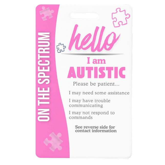 I Have Autism ID Personalised Autistic ID Badge (I Have Autism ID Personalized Autistic ID Badge)