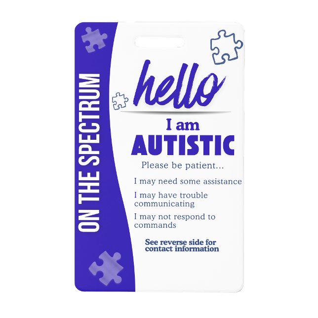 I Have Autism ID Personalised Autistic Name Badge (I Have Autism ID Personalized Autistic Name Badge)