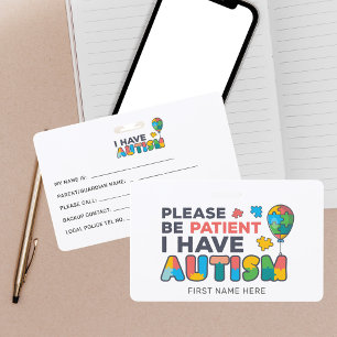 I Have Autism ID Vibrant Personalised Badge