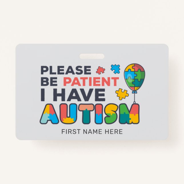 I Have Autism Vibrant Personalised ID ID Badge (Front)