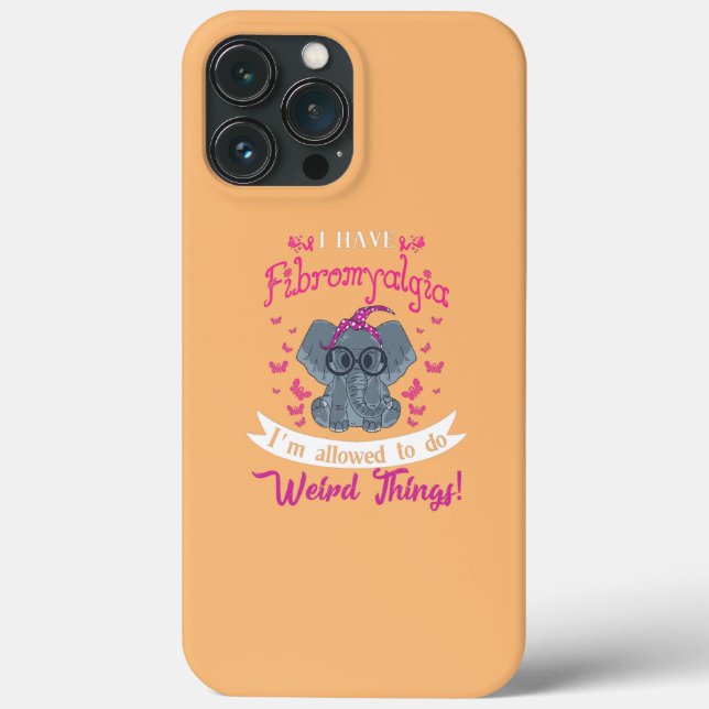 I Have Fibromyalgia Awareness Cute Elephant Case-Mate iPhone Case (Back)