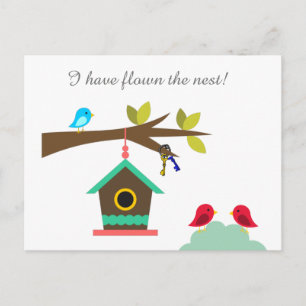I Have Flown The Nest New address Announcement Postcard