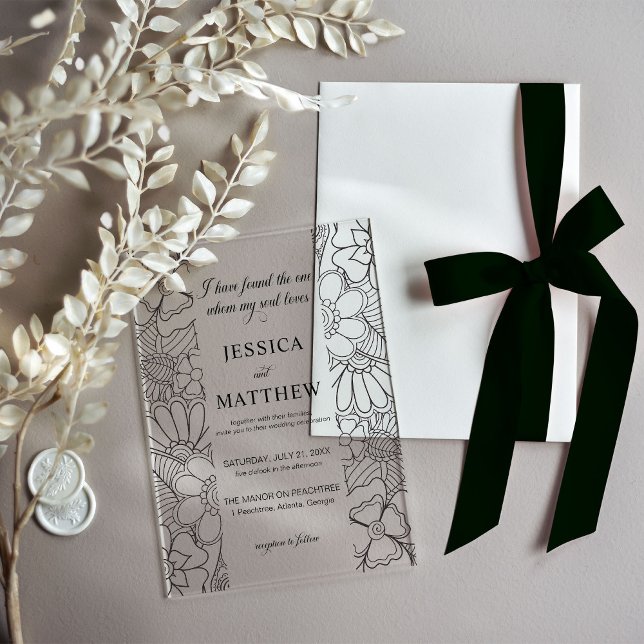 I Have Found the One Song of Solomon Floral Acrylic Invitations (Creator Uploaded)