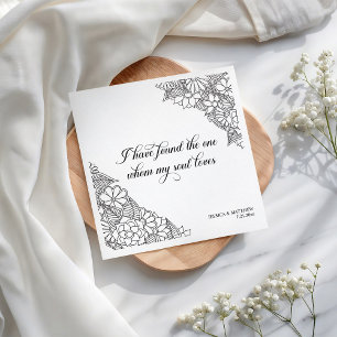 I Have Found theBlack and White Floral  Napkin