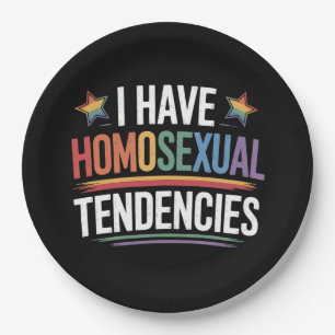 I Have Homosexual Tendencies LGBTQ Pride Rainbow Paper Plate