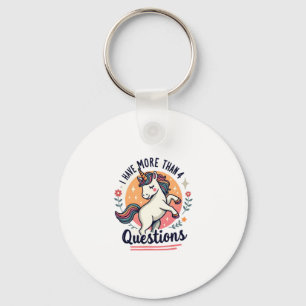 I Have More Than 4 Questions Vintage Unicorn Retro Key Ring
