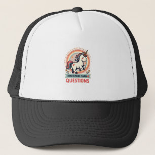 I Have More Than 4 Questions Vintage Unicorn Retro Trucker Hat