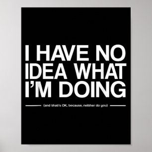 I Have No Idea What Im Doing Funny Quote Humour Poster