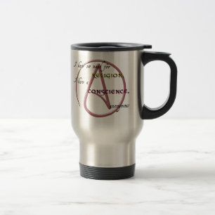 I Have No Need for Religion with Atheist Symbol Travel Mug