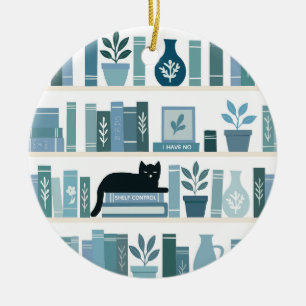 I have no shelf control Bookshelf & Cat Ceramic Tree Decoration