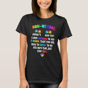 I Have Non Verbal Puzzle Piece Neon Pastel Autism T-Shirt