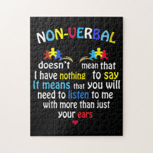 I Have Nonverbal Autism Awareness Puzzle Piece