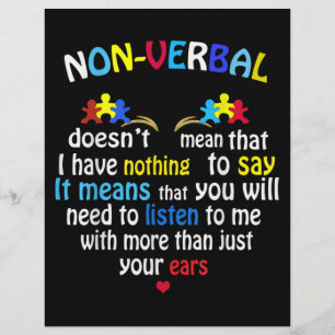 I Have Nonverbal Autism Awareness Puzzle Piece Custom Letterhead