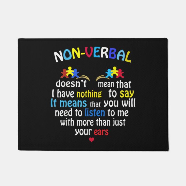 I Have Nonverbal Autism Awareness Puzzle Piece Doormat (Front)