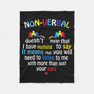 I Have Nonverbal Autism Awareness Puzzle Piece Fleece Blanket