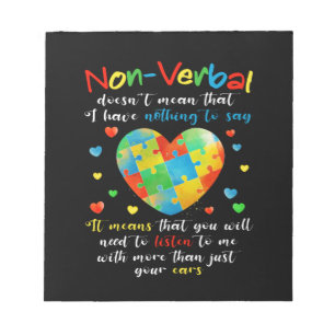 I Have NONVERBAL Autism Awareness Puzzle Piece Notepad