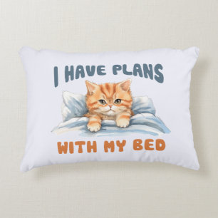 I Have Plans with My Bed – Cosy Orange Cat Decorative Cushion