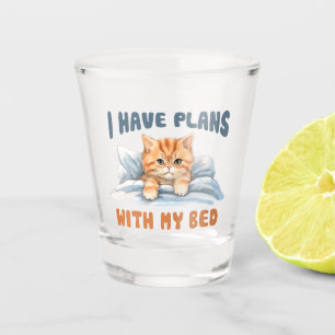 I Have Plans with My Bed – Cosy Orange Cat Shot Glass