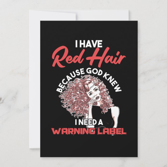 I Have Red Hair Warning Label Redhead Ginger Gift Invitation (Front)