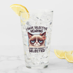 I Have Selective Hearing Funny Cat Lover Gift Glass