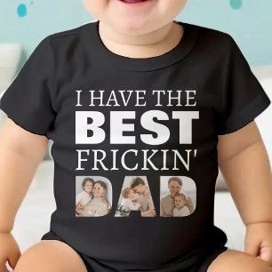 I Have the Best Frickin Dad Photo Collage Black Baby Bodysuit