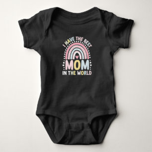 I Have The Best Mum In The World Boho Rainbow Baby Bodysuit