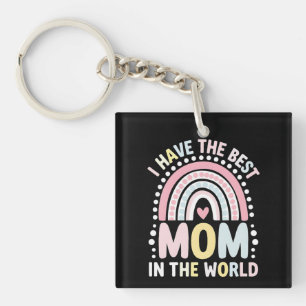 I Have The Best Mum In The World Boho Rainbow Key Ring