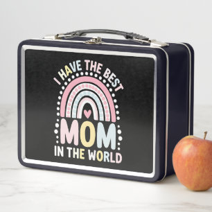 I Have The Best Mum In The World Boho Rainbow Metal Lunch Box