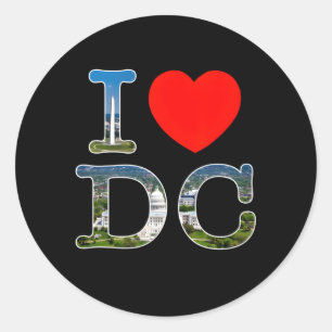 I He Love Washington Wa Dc Font Classic Round Sticker