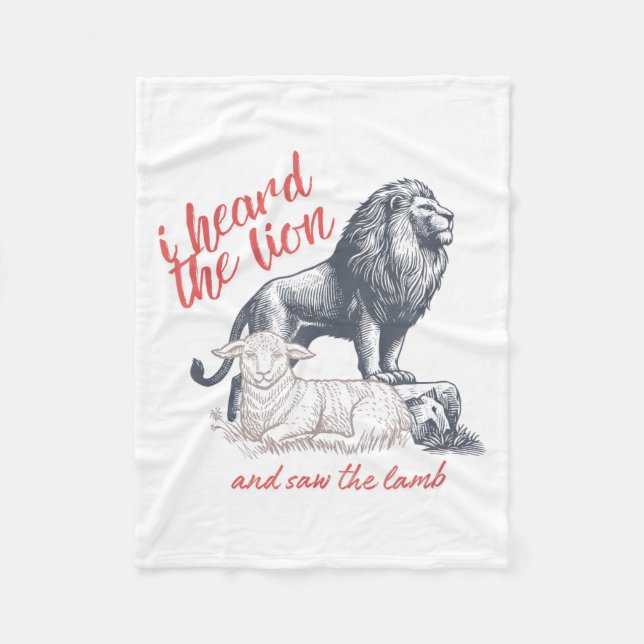 I Heard The Lion And Saw The Lamb Sheep Minimalist Fleece Blanket (Front)
