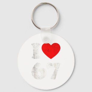 I Heart 67 Six Seven Clic 67 Meme Vintage Gen Alph Key Ring