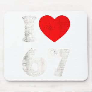 I Heart 67 Six Seven Clic 67 Meme Vintage Gen Alph Mouse Pad