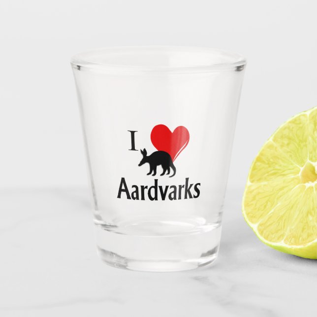 I Heart Aardvarks Shot Glass (Front)