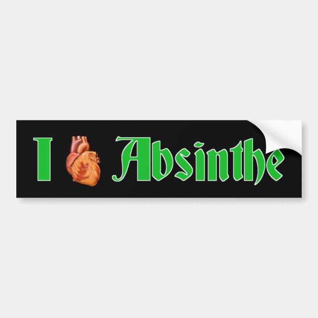 I Heart Absinthe Bumper Sticker (Front)