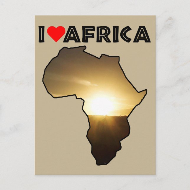 I Heart Africa Giraffe Sunset Postcard (Front)