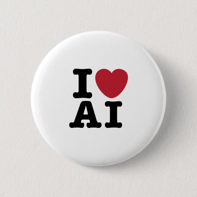 I Heart AI 6 Cm Round Badge (Front)