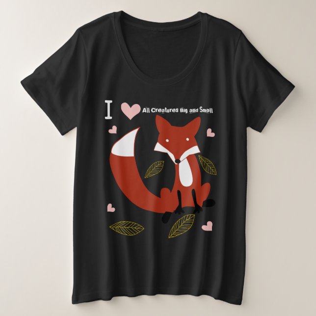 I Heart All Creatures Big and Small Plus Size T-Shirt (Design Front)