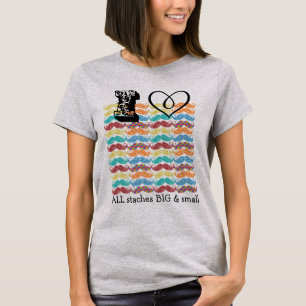 I Heart All Staches Big and Small Moustache T-Shirt