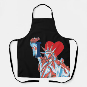 I Heart America Statue of Liberty Fourth of July  Apron